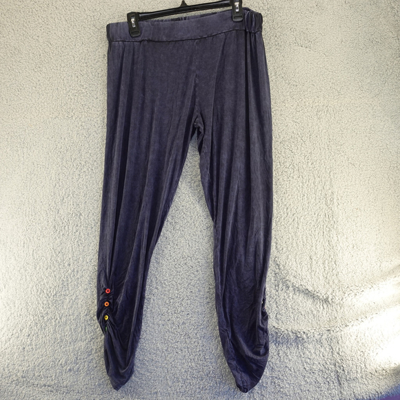 Michael Lauren Women’s Emmanuel Mineral Navy Shirred Rainbow Button Pant Size XS - Picture 4 of 10